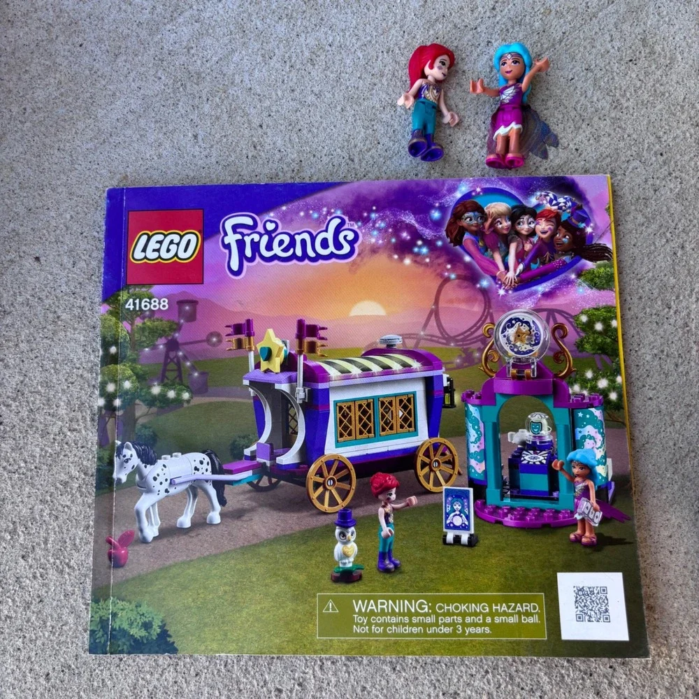 LEGO Friends Magical Funfair 41688 41689 Kids Purple Ferris Wheel Caravan Used